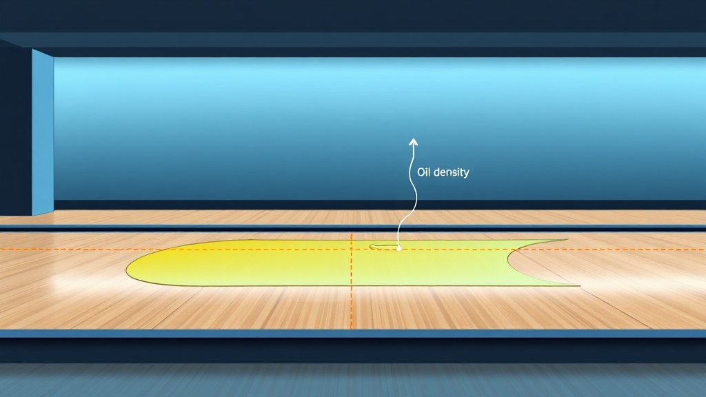 볼링 레인 표면에 도포된 오일의 분포를 앞쪽과 뒤쪽 구간별로 색상 농도로 나타낸 도표